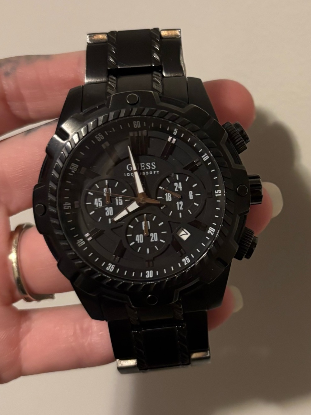 Guess Men's Black Stainless Chronograph Watch